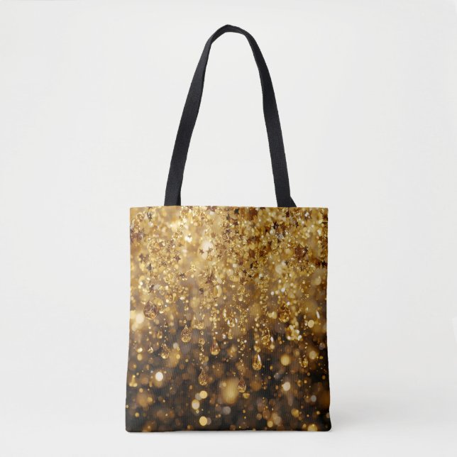 Tote Bag Step Out in Style With Golden Sparkles on Your (Devant)