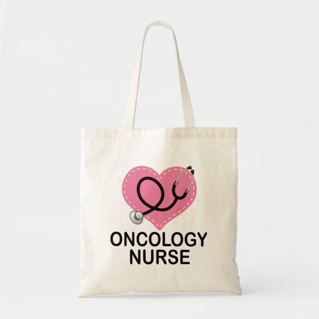 Tote Bag Stéthoscope de coeur d'infirmière d'oncologie (Devant)