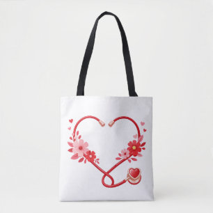 Tote Bag Stéthoscope d'infirmière florale