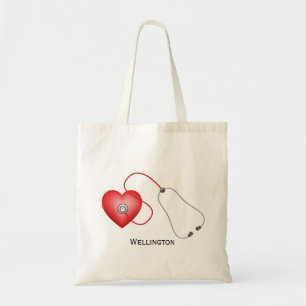 Tote Bag Stethoscope Et Coeur Personnalisé