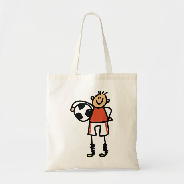Tote Bag Stick Figure Soccer Boy Football Player (Devant)