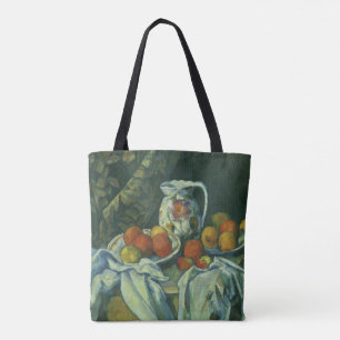 Tote Bag Still Life, Curtain and Pitcher par Paul Cezanne