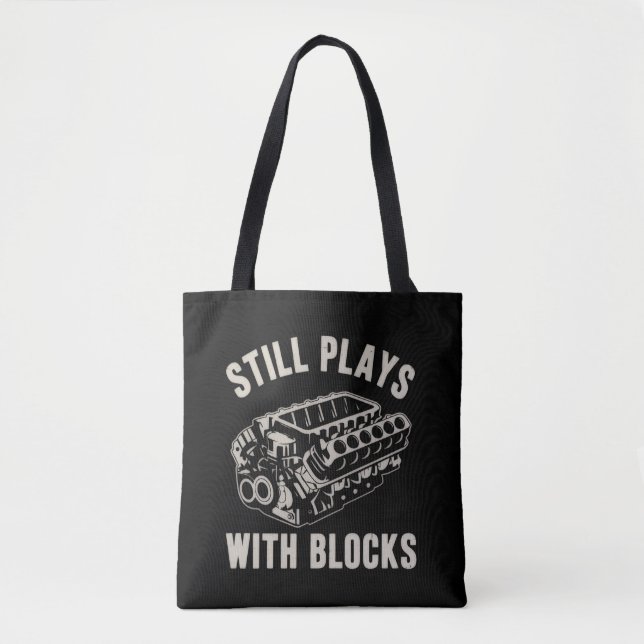Tote Bag Still Plays with Blocks Funny Car Mechanic Racing  (Devant)