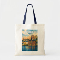 Stockholm Suède Illustration Art de Voyage Vintage