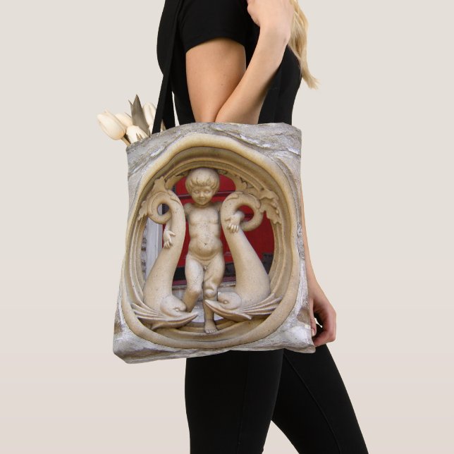 Tote Bag Stone Citizens putto et dauphins imprimer (De près)