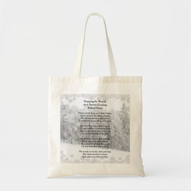 Tote Bag Stopper par Woods Soirée Neige Robert Frost Poème (Devant)