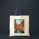 Tote Bag Strasbourg France Travel Art Vintage<br><div class="desc">Strasbourg design de voyage vectoriel rétro. Strasbourg est la capitale de la région du Grand Est,  anciennement Alsace,  dans le nord-est de la France.</div>