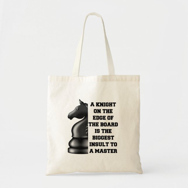 Tote Bag Stratégie d'échecs Chevalier Noir Puissance Wisdom (Devant)