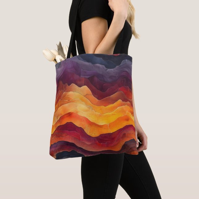 Tote Bag Strates de braise – Couches abstraites de terre et (De près)