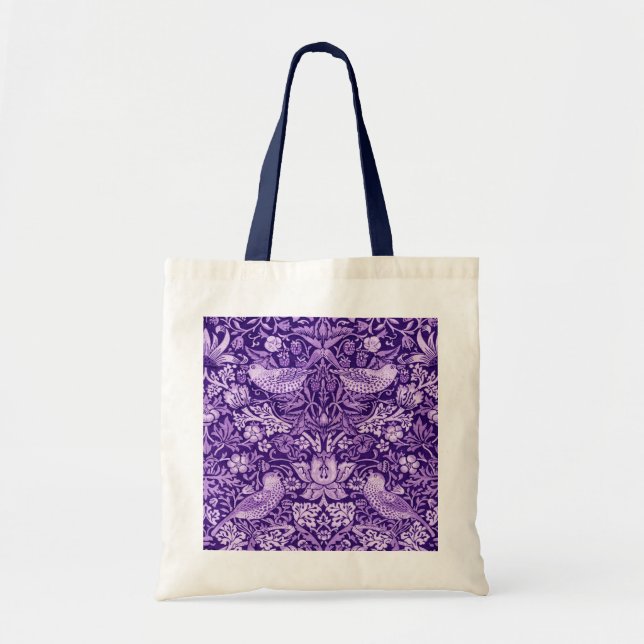 Tote Bag Strawberry Thief Purple, William Morris (Devant)