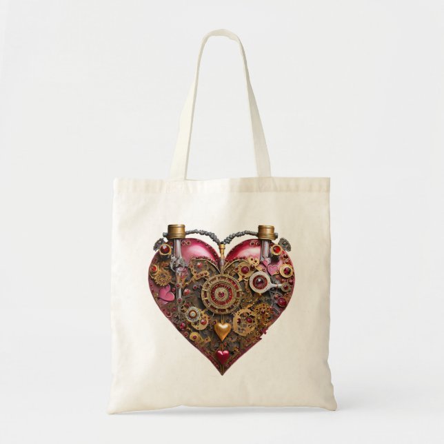 Tote Bag Streampunk Heart Ruby Valentine (Devant)