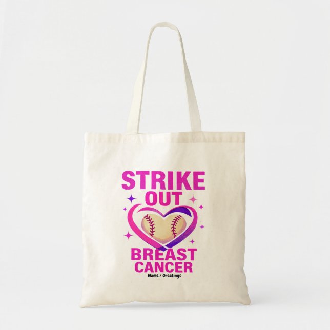 Tote Bag Strikeout Sensibilisation au cancer du sein Violen (Devant)