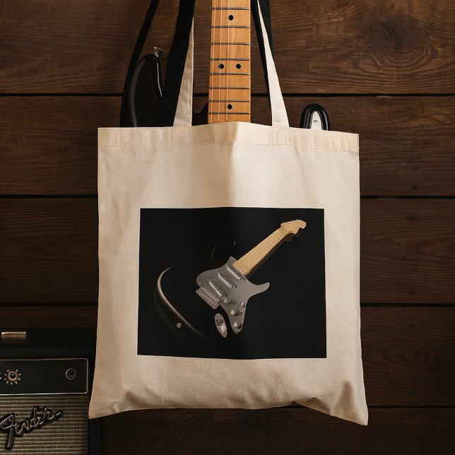 Tote Bag Striking Black Electric Guitare instrument de musi (Créateur téléchargé)