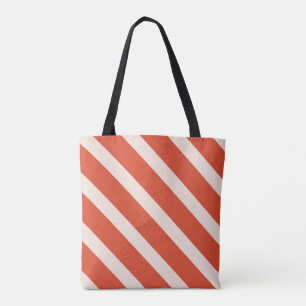 Tote Bag Stripes design deux tons chaud rouge rose pâle