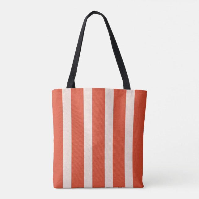 Tote Bag Stripes design deux tons chaud rouge rose pâle (Dos)