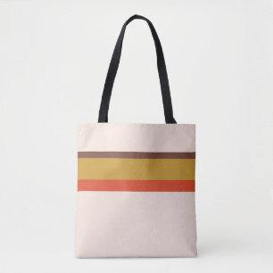 Tote Bag Stripes design naturel rose rouge brun jaune