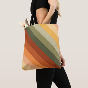 TOTE BAG STRIPES DIAGONALES JAUNE ORANGE ROUGE VERT