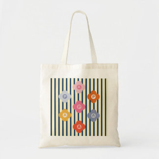 Tote Bag Stripes florales initiales personnalisées Multicol