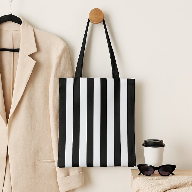 Tote Bag Stripes intemporelles noir et blanc (Créateur téléchargé)