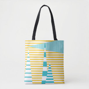 Tote Bag Stripes on Stripes - Turquoise et Jaune