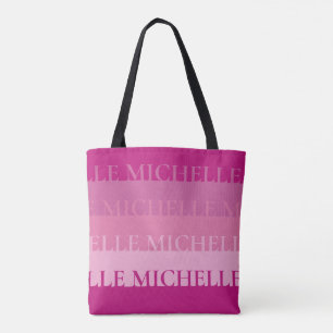 Tote Bag Stripes Personnalized Nom Mort en rose