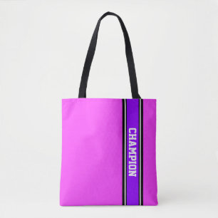Tote Bag STRIPES SPORTIVES - violet, noir, blanc