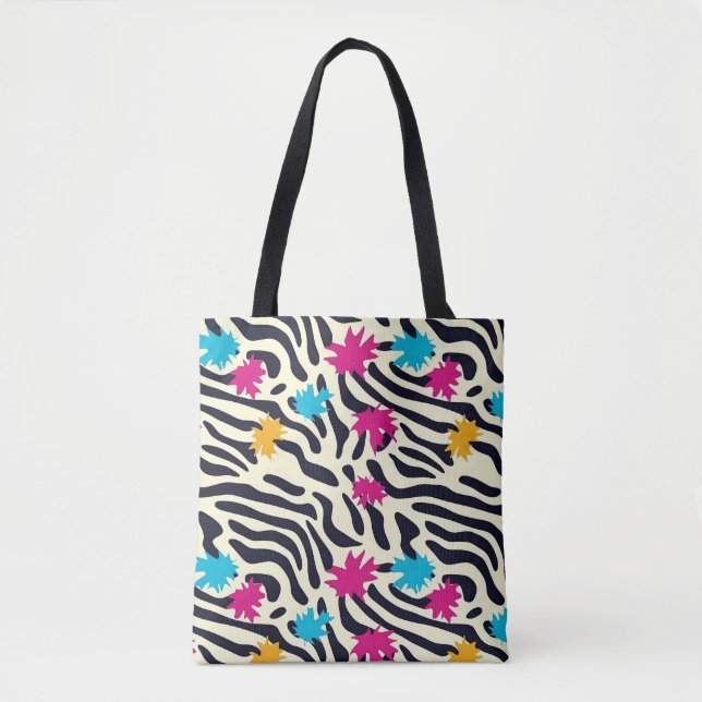 Tote Bag Stripes zébrées Abstraites avec pellicule de peint (Devant)