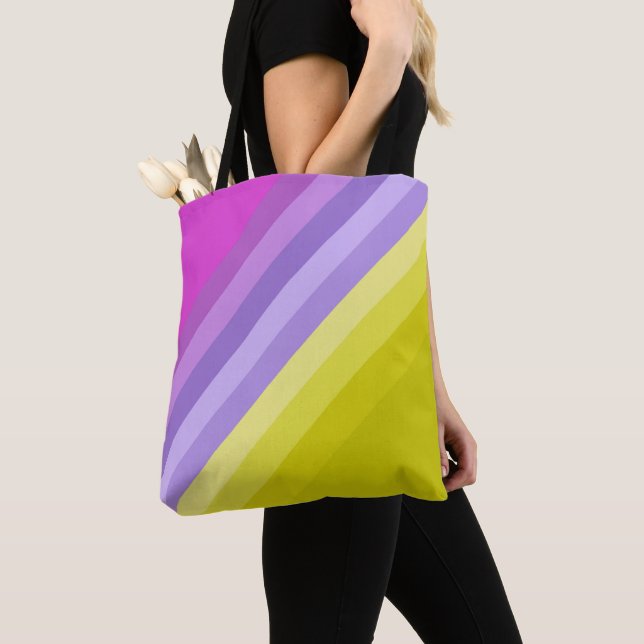 Tote Bag Striqué, lumineux, arc-en-ciel (De près)