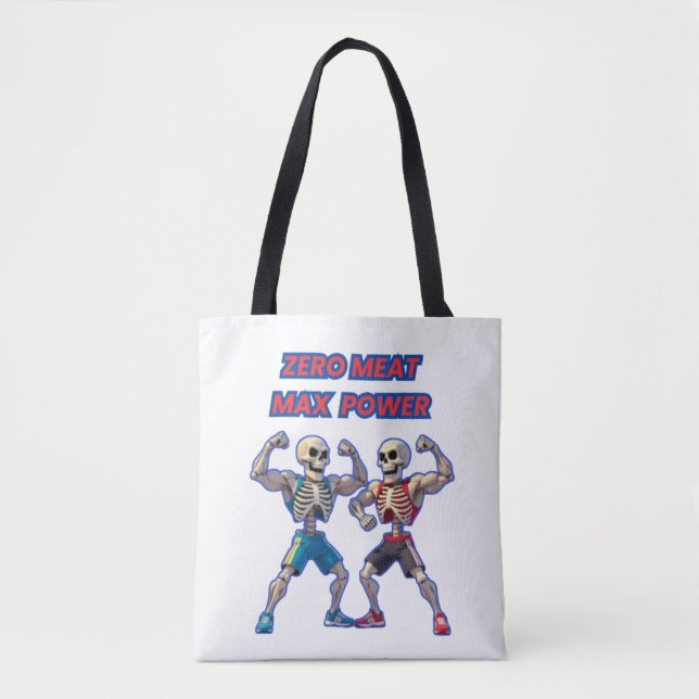 Tote Bag Strong to the Bone – Funny Skeleton Muscle Design (Devant)