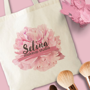 Tote Bag Studio De Maquillage Floral Rose Pink Crème Élégan