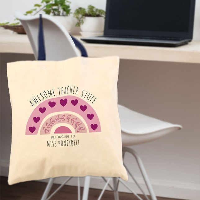 Tote Bag Studios d'enseignant génial Boho Rainbow Personnal (Créateur téléchargé)