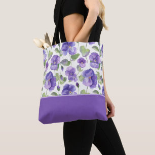 Tote Bag Style aquarelle bloc de couleur de type pensée vio