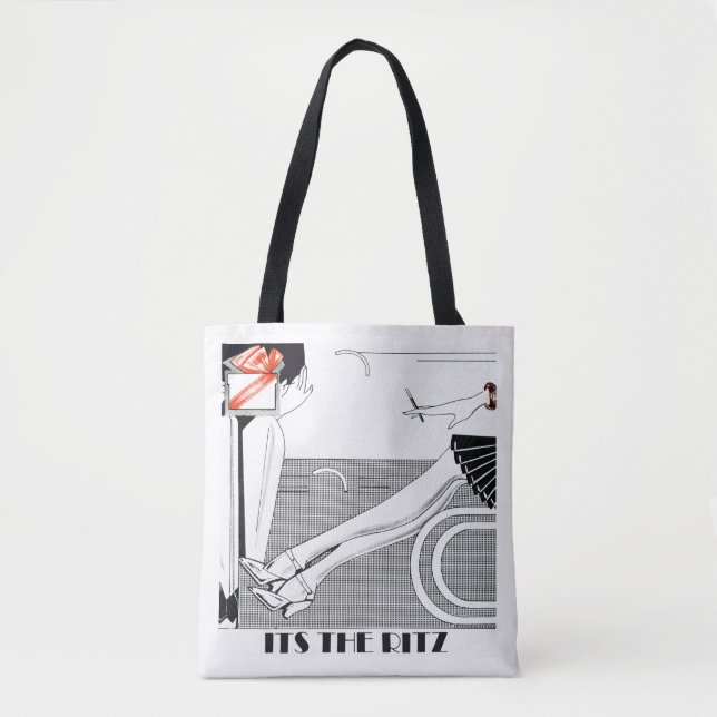 Tote Bag Style Art Déco Ritz 1920 Design noir & blanc (Devant)