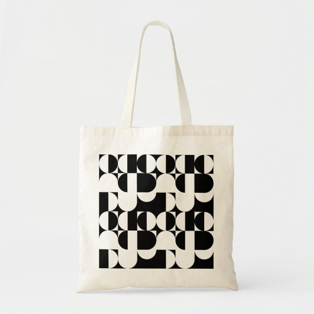 Tote Bag Style Bauhaus Noir Et Blanc Géométrique Rétro (Devant)