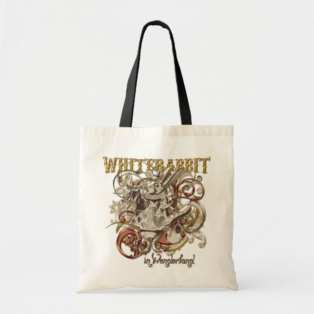 Tote Bag Style blanc de Carnivale de lapin (version d'or) (Devant)