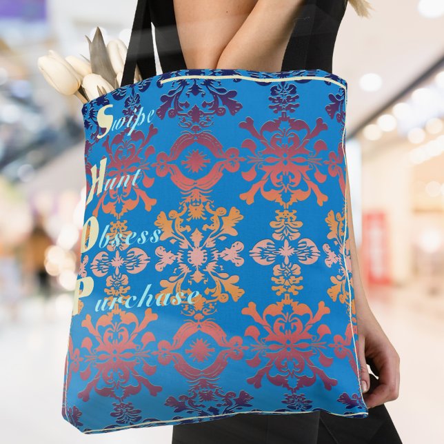 Tote Bag Style bleu Damask (Créateur téléchargé)