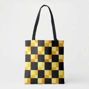 Tote Bag Style d'art Carré Jaune Noir Fourre-tout