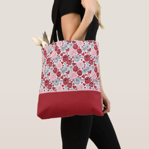 Tote Bag Style d'art de gribouillage Roses rouges roses coe