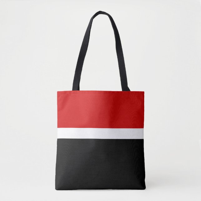 Tote Bag Style de bloc de couleur noir rouge (Devant)