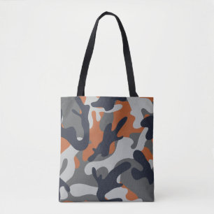 Tote Bag Style de camouflage orange, noir et gris