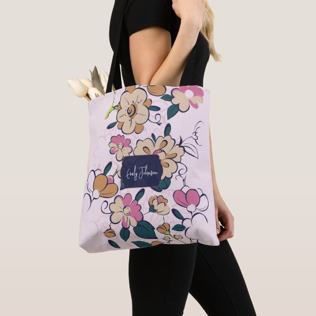 Tote Bag Style de dessin floral de prairie bohème (De près)