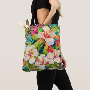 Tote Bag Style de peinture à l'huile florale tropicale