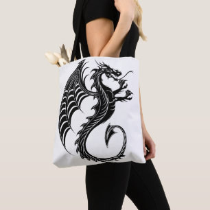 Tote Bag Style de tatouage en forme de dragon noir