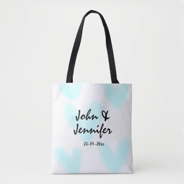 Tote Bag style de texte minimal simple blanc mariage cœur b (Devant)