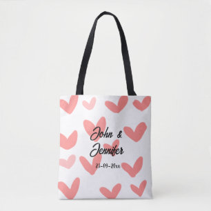 Tote Bag style de texte minimal simple blanc mariage cœur r