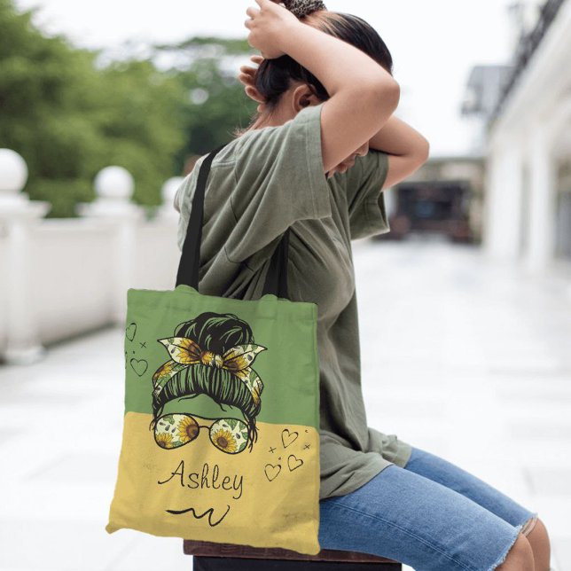 Tote Bag Style de tournesol Nom personnalisé (Créateur téléchargé)