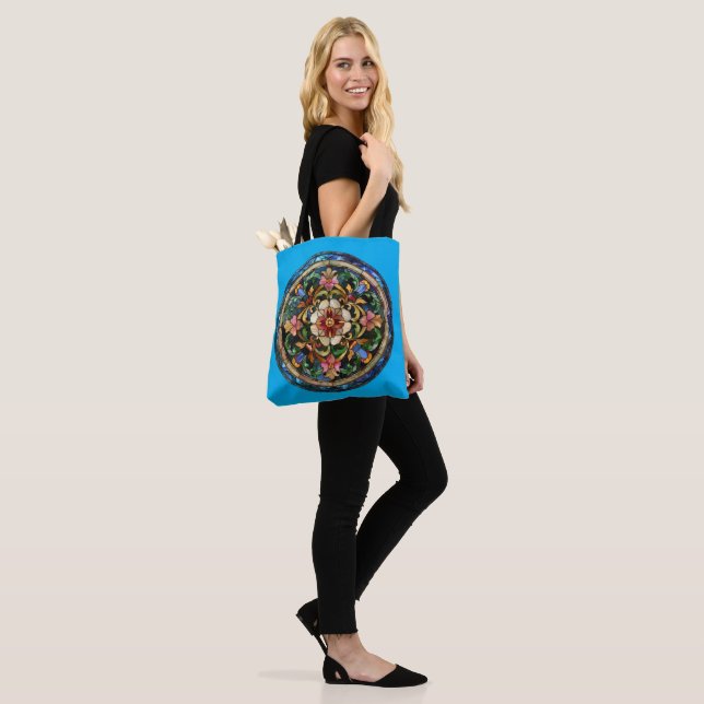 Tote Bag Style de verre teinté floral (Sur le modèle)