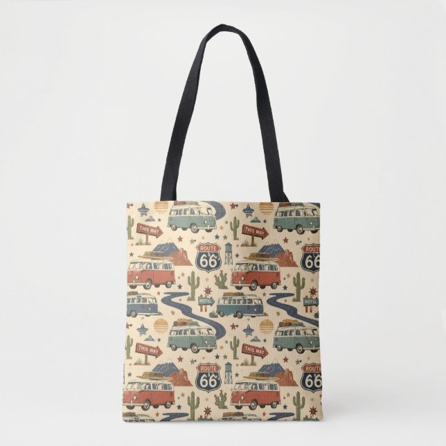 Tote Bag Style de voyage Marché rétro Route 66 (Devant)