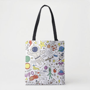 Tote Bag Style Doodle, illustration du thème spatial.