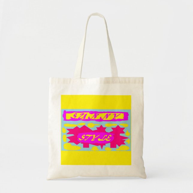 TOTE BAG STYLE ENSOLEILLÉ CONCEPTION ROSE LÉMON BLEU (Devant)